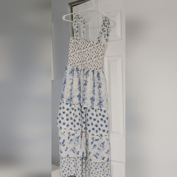 Crystal Doll Other - Crystal Doll White and Blue Floral Tiered Sundress Easter Spring Summer